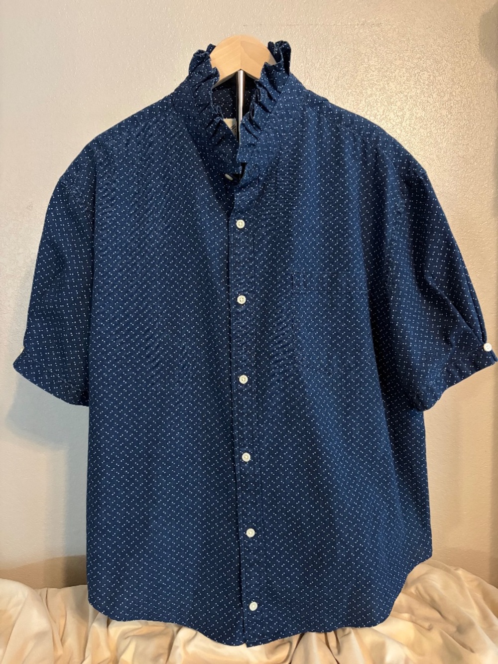 Upcycled St John’s Bay blue/polka dot shirt